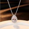 S925 Silver Plated Pear Drop Necklace Elegant Wedding Pendant for Women Luxury Party Jewelry