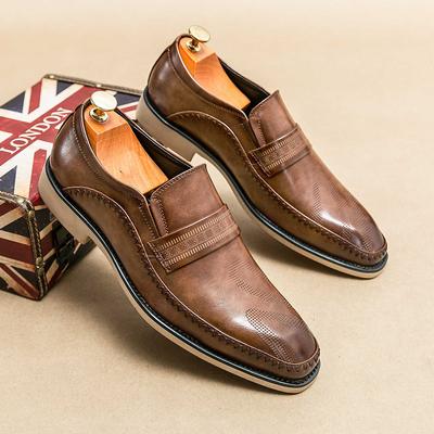 Leather Men's Dress Shoes Fashion Brown Formal Shoes For Men Slip-on Casual Business Shoes Man Loafers Zapatos De Vestir Hombre