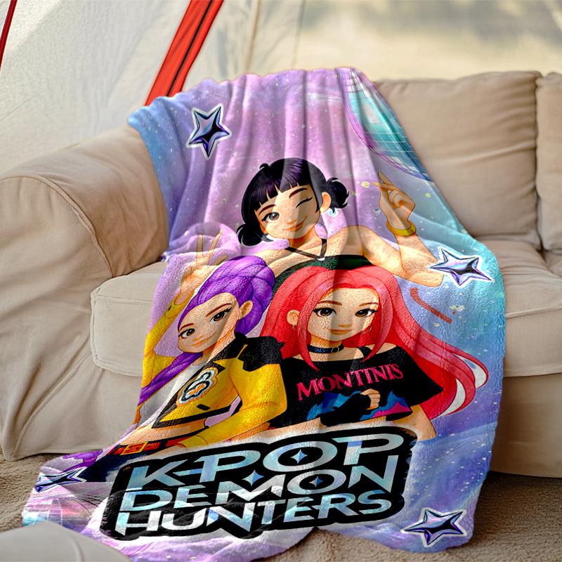 1pc Kpop Demon Hunters Blanket, Super Cozy Printed Home Blanket, All-Season Warmth