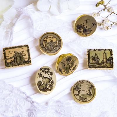 Buzlu Düzensiz Çok Katmanlı Tasarımlı Üç Boyutlu Kazınmış Pirinç Mühür Mumu Mühür Başı