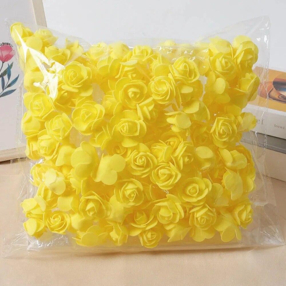 50/100Pcs Rose Artificial Flowers 3.5cm PE Foam Fake Flowers Teddy Bear Home Decor Wedding Decoration DIY Gifts Boxs Accessories