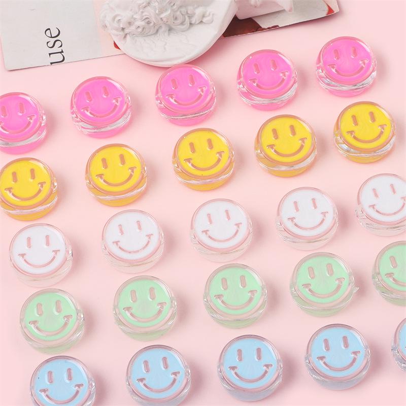 

Dripping Oil Transparent Smiley Face Acrylic Beads for DIY Jewelry Accessories