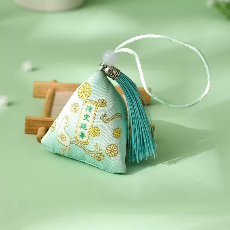 Dragon Boat Festival Sachet Perfume Bag Mosquito Repellent Argy Wormwood Small Pendant Triangle Zongzi Filled Spice Carry-on Embroidery Tassel Pouch