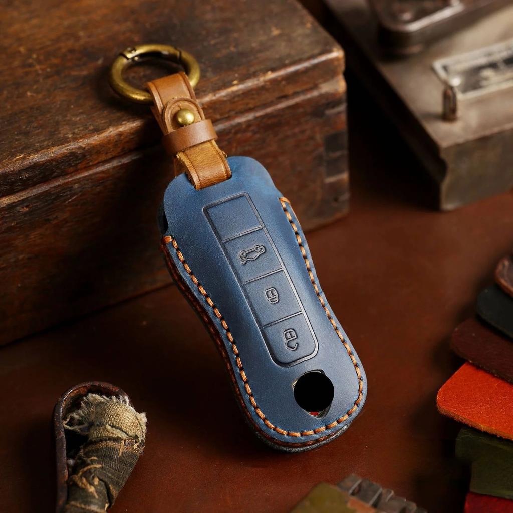 Fob Protector Car Key Case Cover Leather Keychain Holder Accessories for Porsche Cayenne 718 958 Panamera 911 Macan Keyring Bag