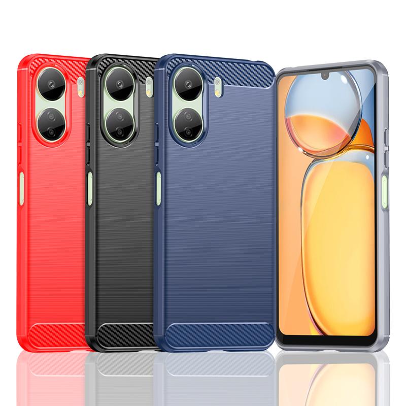 Carbon Fiber Case For Redmi 13C Cover for Xiaomi Redmi 13C 12C 10C Funda Soft Silicon Shockproof Phone Bumper For Redmi 13C