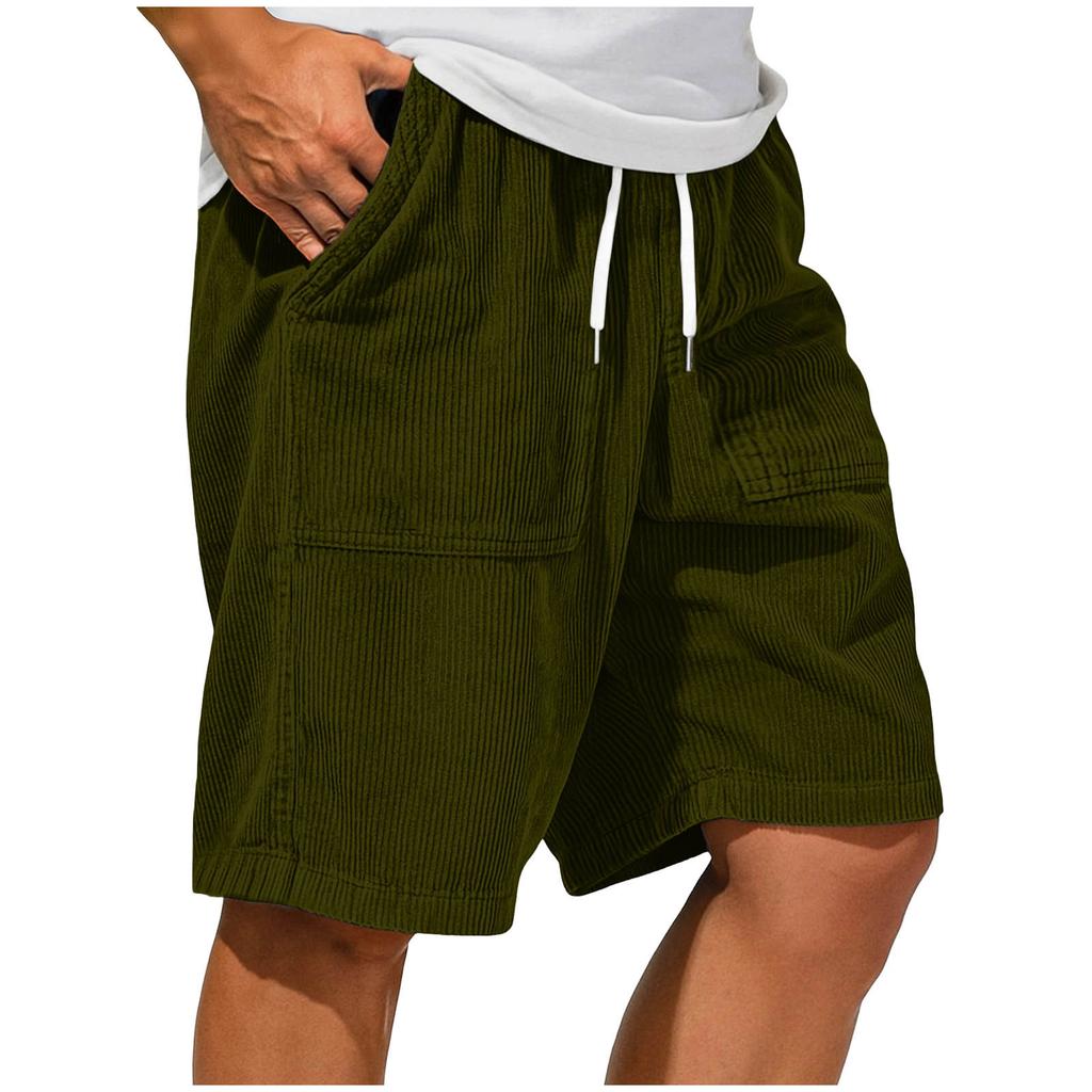 Men's Fashion Casual Retro Corduroy Laced Pants - Men's Large-Pocket Casual Sports Shorts