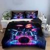 "Neon Drum Set Art Decor" Soft Comfortable Duvet Cover Bedding Set Included 1*Duvet Cover & 2*Pillowcases, gift