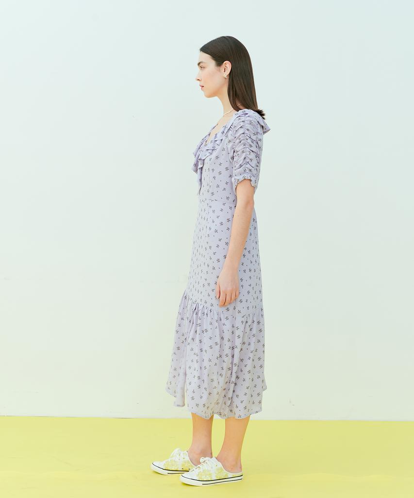 Near And Dear Floral Ruffle Chiffon Dress_Purple