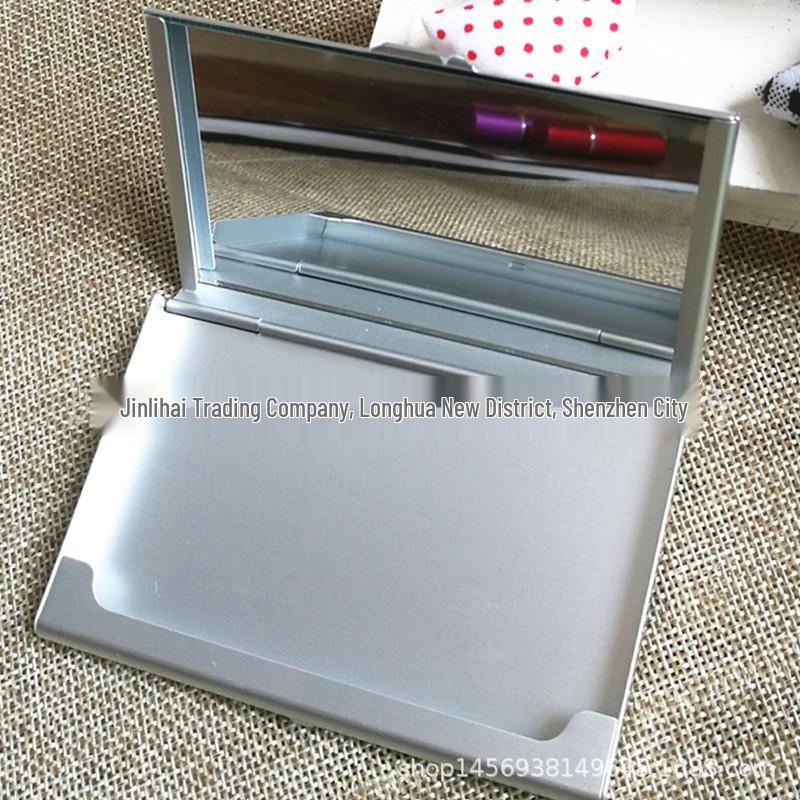 Silver Aluminum Business Card Holder with Mirror - Stylish Concave Design, Embossable