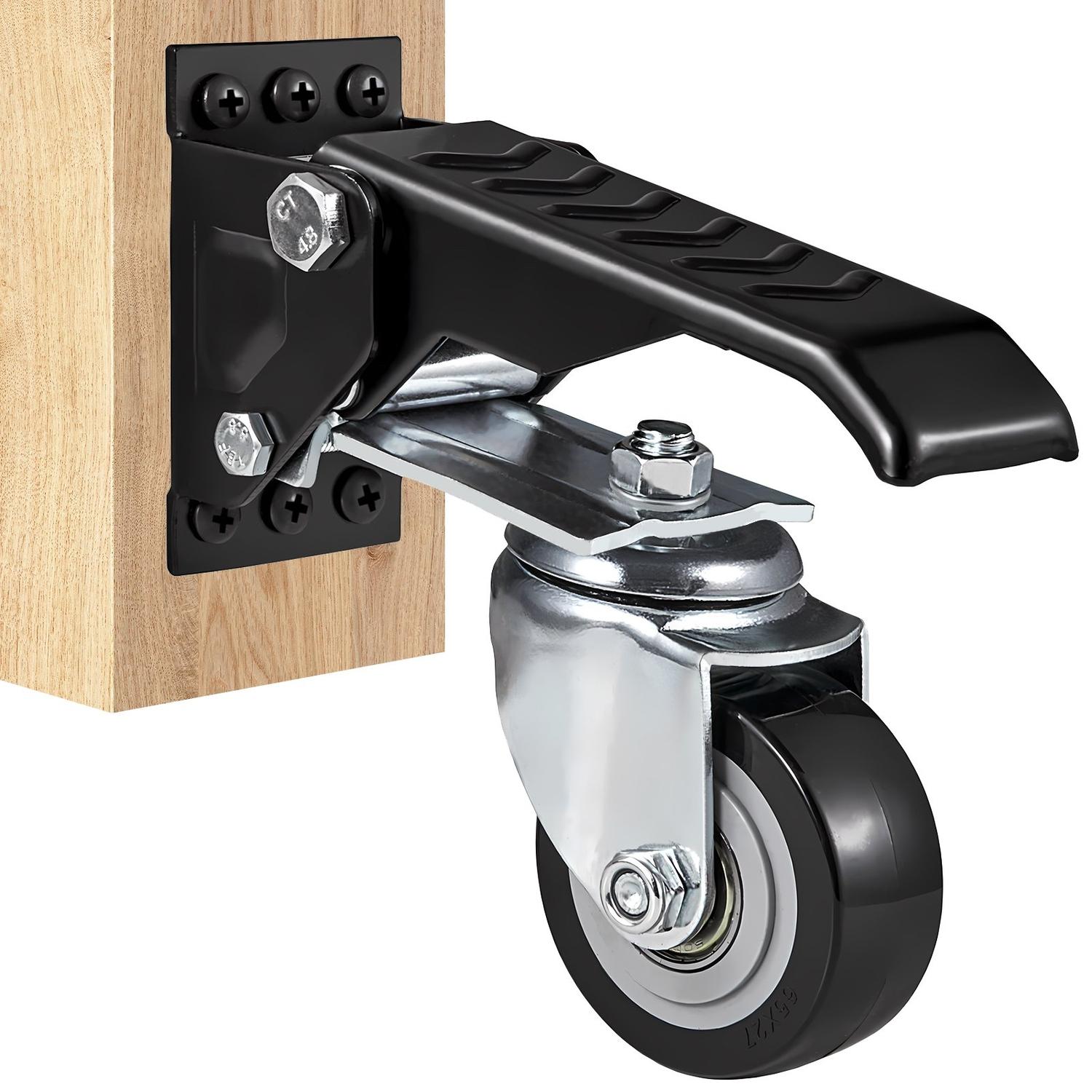 Werkbank-Lenkrollen, 165 lbs Tragfähigkeit, Set à 4 Stück, 2,5  Schwerlast-Einziehrollen, Seitenmontierte verstellbare Absenkrollen mit 360°