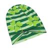ZLIENSZUS Adult Four Leaf Clover Beanie Hat - St Day Themed Striped with Clover, Warm Winter Hat Suitable for Layering, Streetwear & Irish Fashion for
