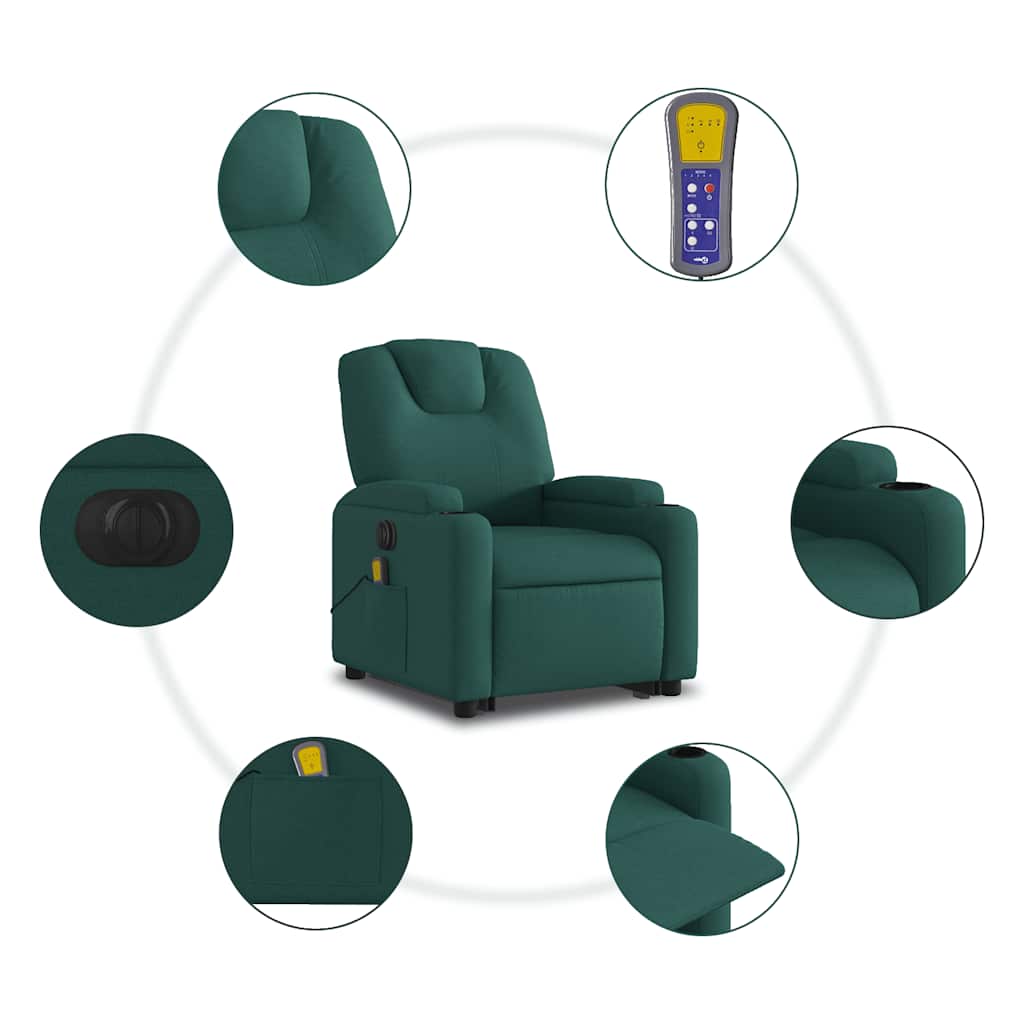 Vidaxl Lift Recliner Massage Chair, Electric, Reclining, Green