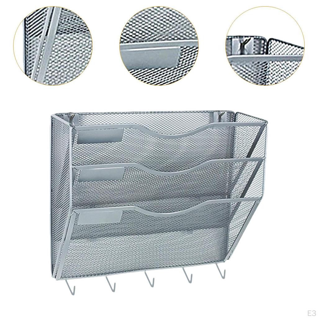 Wall File Mail Organizer Holder 3 Tier for Pamphlets Notebooks Save Space Versatile Paper