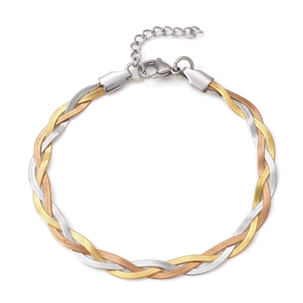 New Fashion 3in1 Crossover Snake Chain Bracelet 304 Stainless Steel Twist Bracelet For Women Men Punk Jewelry Gift