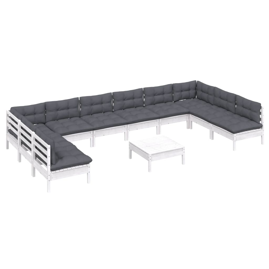 Vidaxl 11-Cz. Garden Lounge Set, With Cushions, White