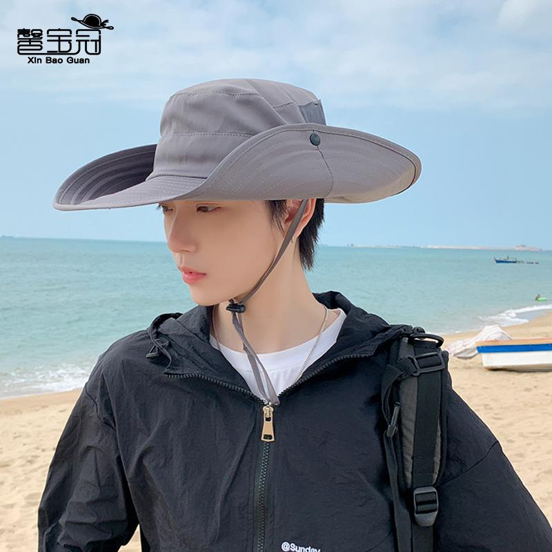 Summer men's outdoor fishing mountaineering sun protection hat breathable sun hat big brim UV protection bucket hat 9240