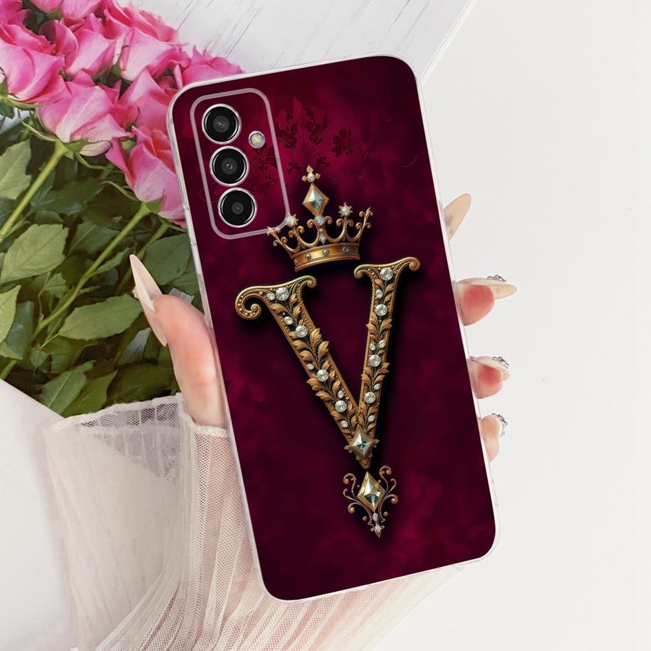 Für Samsung Galaxy M13 Hülle SM-M135F Cover Niedlicher Buchstabe Krone Weiche Dünne Capa Silikon Rückseite Für Samsung M23 M33 M53 5G Funda