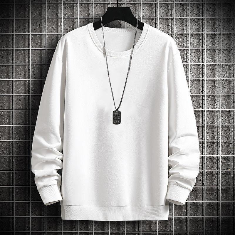 Men's Autumn And Winter Trendy Simple Solid Color Round Neck Loose Casual Long Sleeved Shirt
