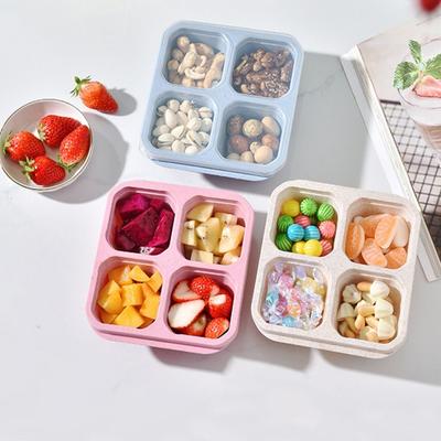 4Pcs/Set Multicolor Snack Containers 4 Compartments Food Storage Containers Fruit Lunch Box  Work