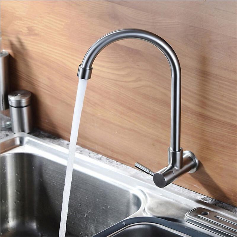TLXT Wall-Mounted Brushed 304 Stainless Steel Single Cold Faucet
