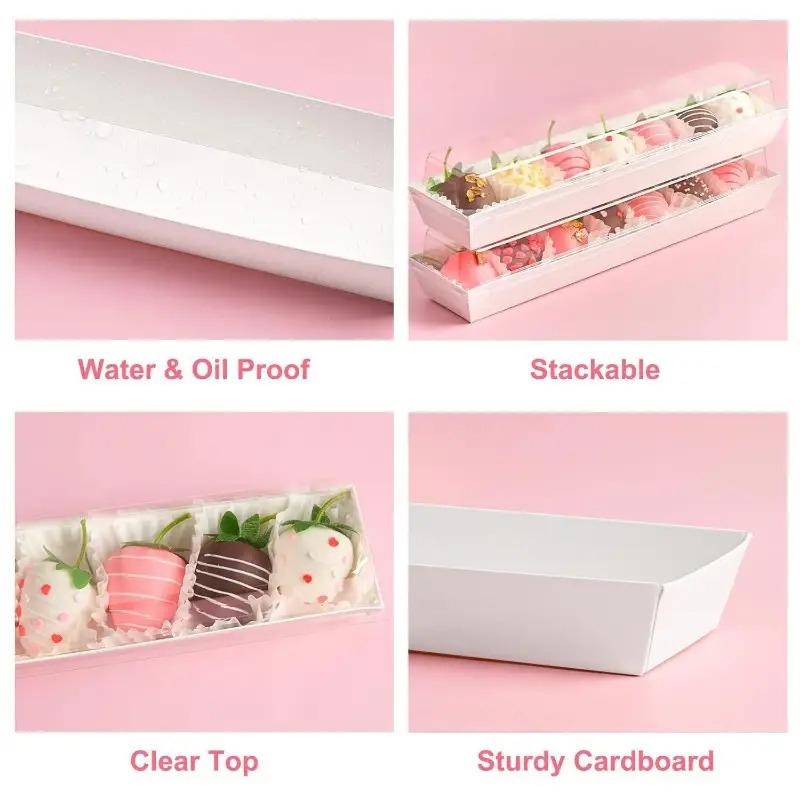 10/12/20/25/50pcs Cookie Boxes Party Supplies Cardboard For Packaging Chocolate Strawberries 25x5.3x5cm