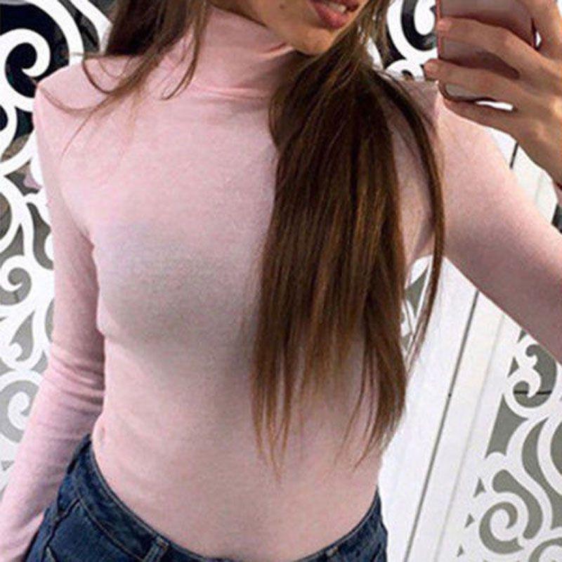 Women Long-sleeve Turtleneck Casual Slim Tops Knit Sweater Winter T-shirt Blouse With Premium Quality Fabric And Timeless Style