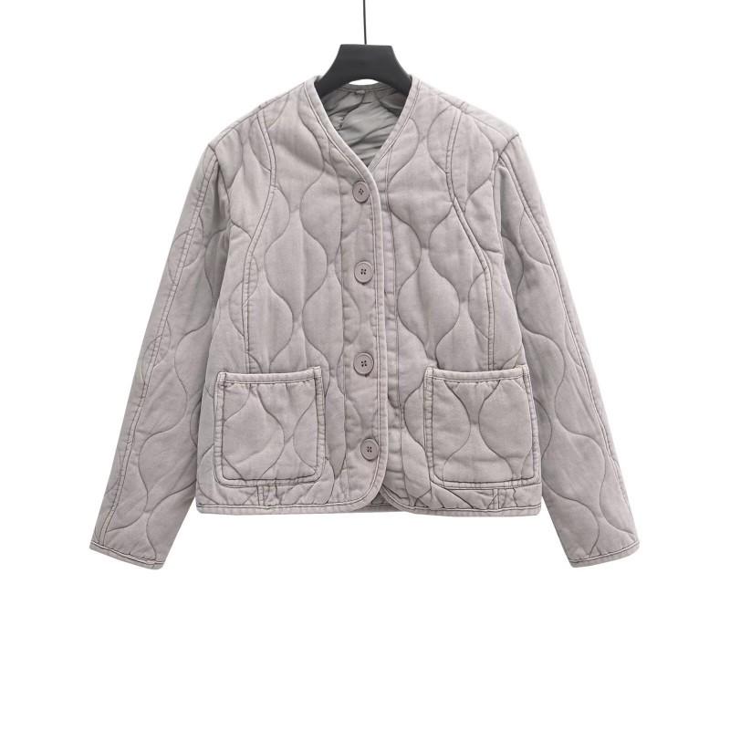Womens Oversized V-Neck Cotton Blend Coat With Front Pockets Single-Breasted Long Sleeve Fall Winter Outerwear