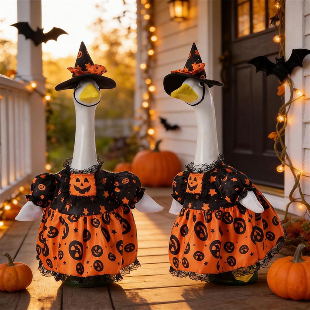 Halloween Porch Goose Costume Dress with Hat Festive Yard Decoration Outfit Suitable for Large Outdoor Goose or Bird Holiday Display