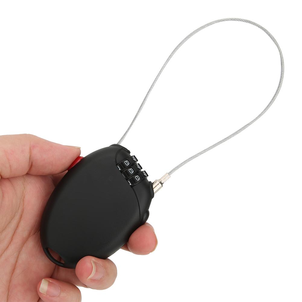 L 01 Black Mini Multi Function Bicycle 3 Digit Password Steel Cable Lock Bike Anti Theft Wire Lock