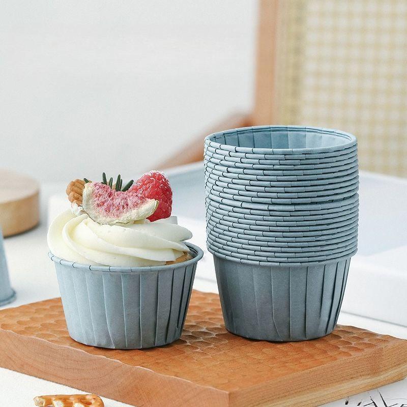 50PCS Disposable Muffin Cups Cupcake Baking Crimped Muffin Cups Paper Tray High Temperature Resistant Baking Muffin Rolled Cup
