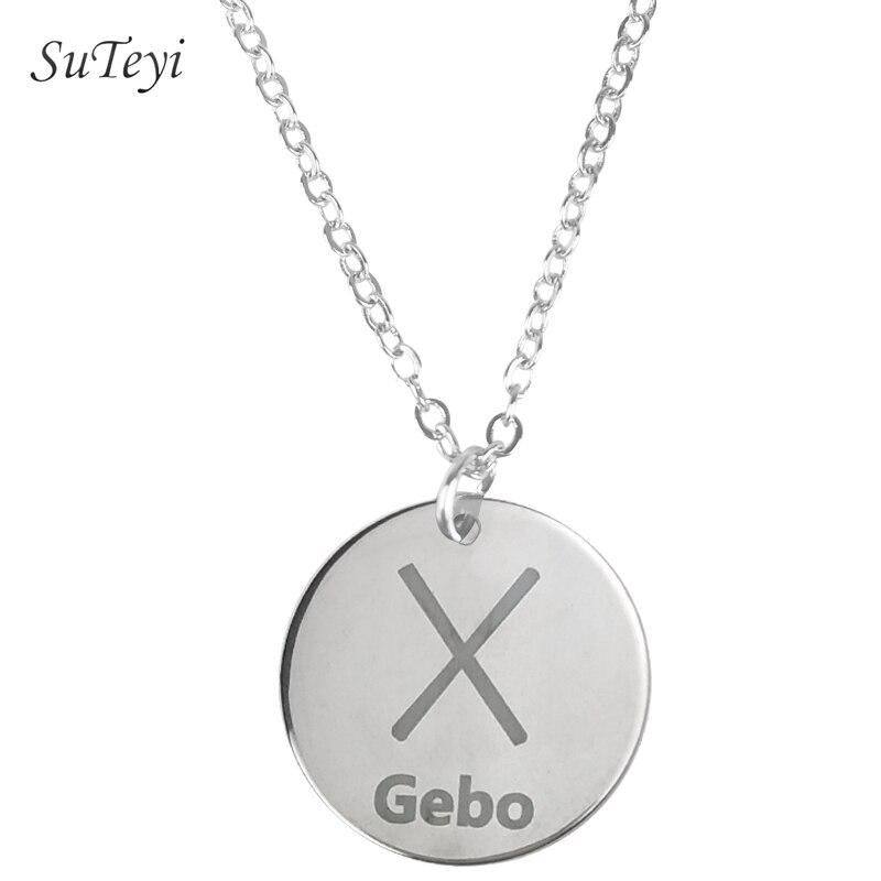 New Style 25 Style Rune Letters Viking Necklaces & Pendants Stainless Steel Material Statement Necklace Women Jewelry