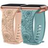 2x Bracelet for Apple Watch 38mm-40mm-41mm Series 9 8 SE 7 6 5 4 3 2 1 / 42mm (Series 10) Silicone Motif Sunflower Nude / Green