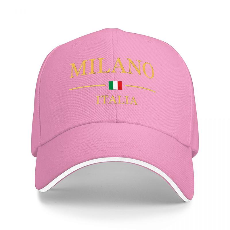MILANO ITÁLIE VLAJKA VYŠITÁ BASEBALLOVÁ ČEPICE ČERNÁ ZLATÁ DESIGN KLASICKÝ STŘIH Unisex A Dámský STREETWEAR DOPLNĚK