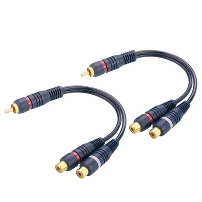 EIGHTNOO RCA Splitter 2 RCA Stecker auf 2RCA RCA Audio RCA für Kabel, Kabel, 21,5cm, Buchse, Kabel, Video, Audio, Vergoldete Stecker, Lautsprecher,