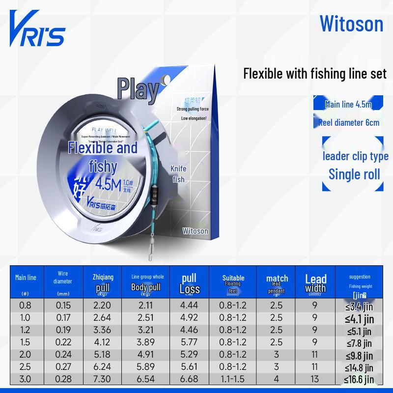 Weituosen Flexible Knot-Free Fishing Line Set for Crucian Carp, 4.5m & 6.3m