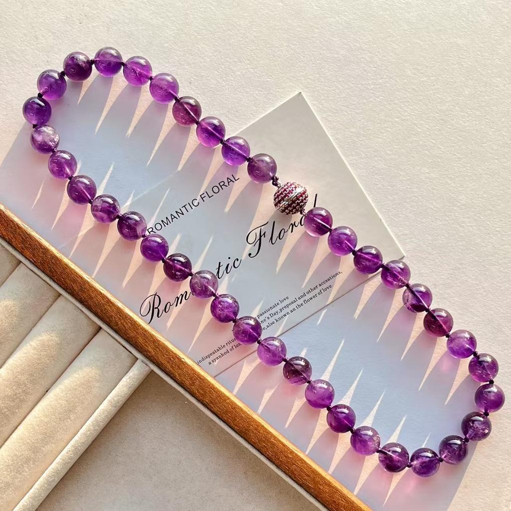 10Mm Vintage High Quality Natural Amethyst Clavicle Chain Necklace