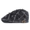 Women Denim Berets Hats Newsboy Caps Cotton 56-61cm Four Seasons Distressed Raw Edges Star Pattern Fashion Hat