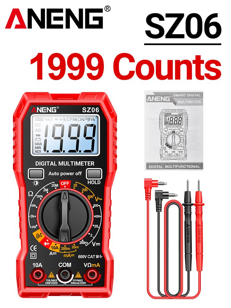 Digital Multimeter AC/DC Ammeter 1999 Counts Multitester 600V Voltmeter Multimetr Voltage Resistance Meter Diode Tool ANENG SZ06