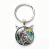 Lone Wolf Cat Ear Time Gem Keychain - Retro Style Unisex Alloy Keyring
