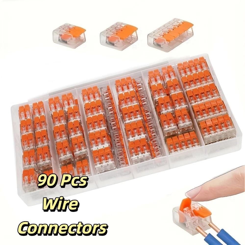 90 PCS Push-in Wire Connector Assortment Pack Electrical Lever Wire Connectors  Flexible Wires