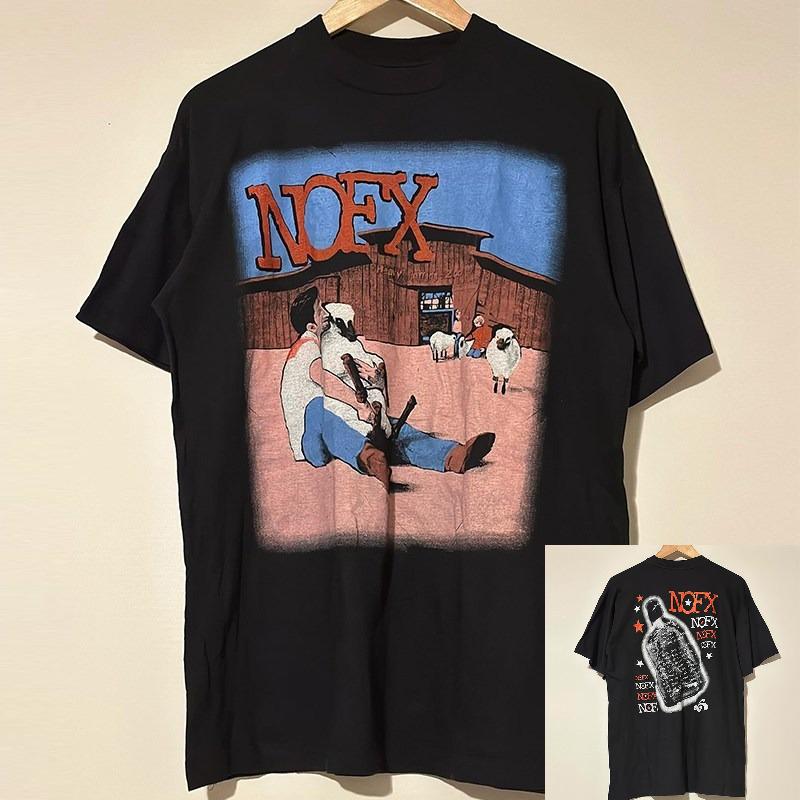 

Nofx Alternative Rock Band Trendy Printed ShortSleeved TShirt in Vintage Heavy Cotton with A Small Collar and Cool Half Sleeve L