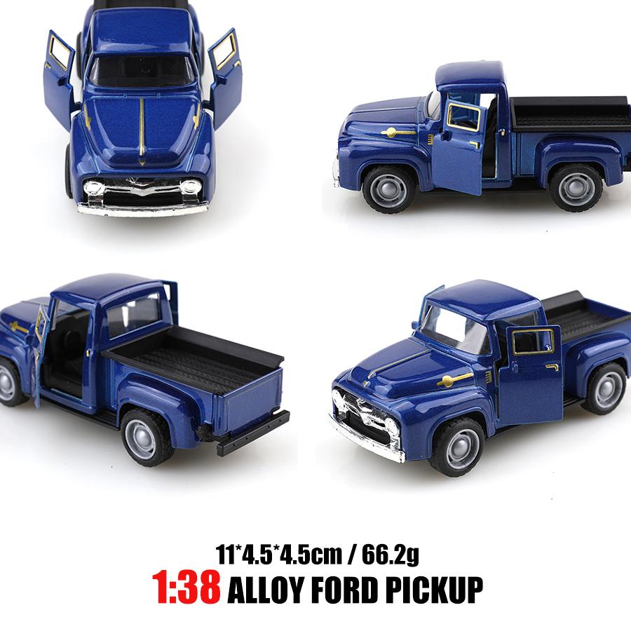 1:38 Classical Retro F100 Pickup, Alloy Model Car, Multiple Color, Children Metal Car, Boy's Toy Gift, Car Ornaments