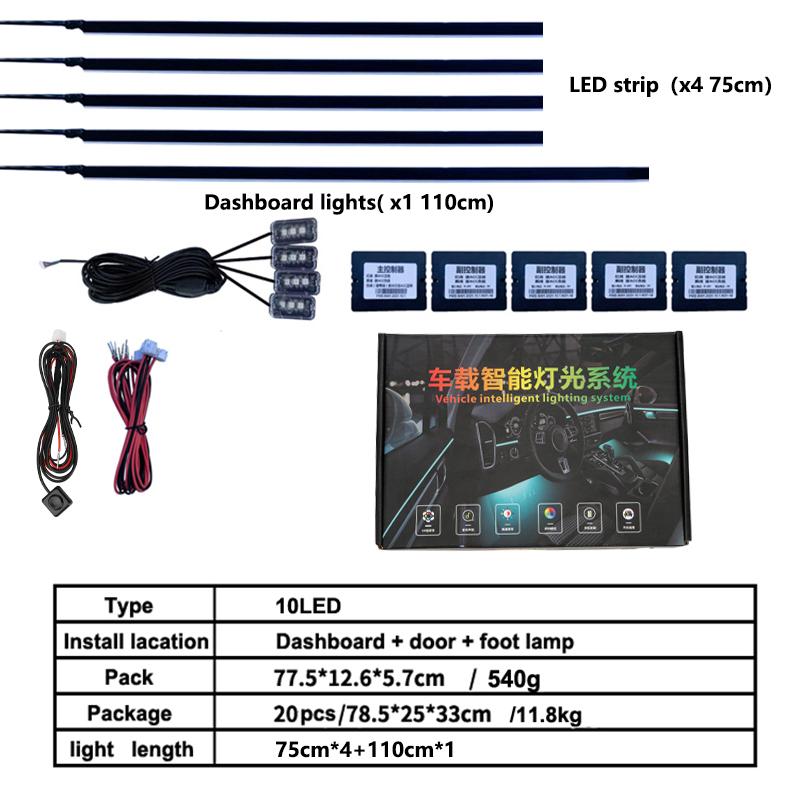 18in1 Car interior lights rgb Car Led interior car led strip lights for car ambient light door lighting Foot decorative lamp