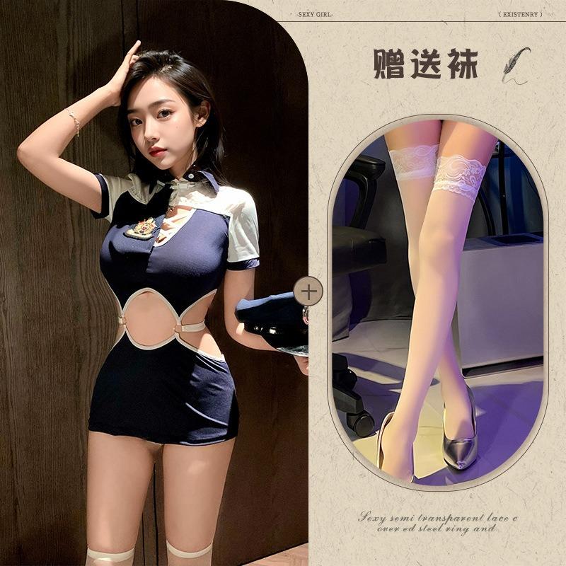 Sexy lingerie sexy policewoman cos uniform seduction instructor small breasts and thin mood hip-wrapped onesie suit