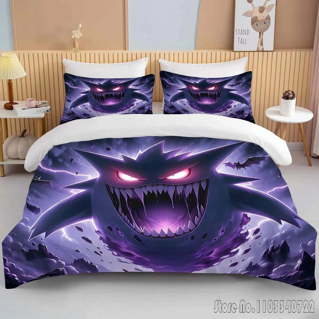 Anime Pokemon Gengar 3D Tištěný Dětský Povlečení Sada Dětské Povlaky na Peřinu Sada Ložní Prádlo Twin Jednolůžko King Děti Dospělí Dárek