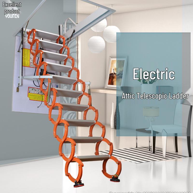 Electric Retractable Ladder for Attic, Villa, or Duplex - Indoor/Outdoor Folding Extension Ladder