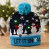 Winter new LED lights Christmas knitted hats men's and women's wool hats Holiday party warm ball hats