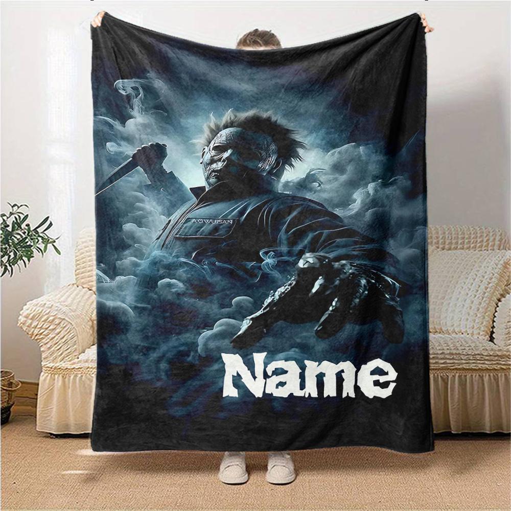 Custom Name Horror Movie Night Party Blanket For Couch Bed Plush Cozy Fuzzy Blanket Super Soft Warm Blankets For Fall And Winter 0916171