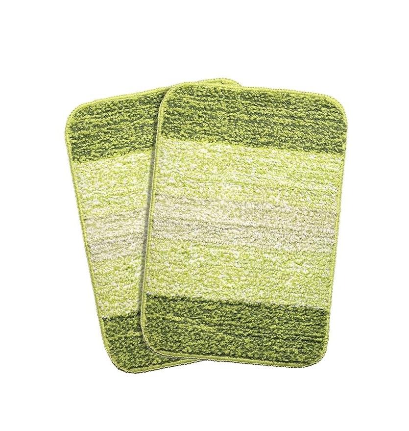 Home Soft Microfibre Anti-Skid Bath Mat - Pack of 2, 35x50 Cm, Green