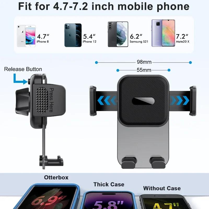 Car Cell Phone Holder Cellphone Mount for Dashboard Windshield Auto Dash Mobile iPhone Stand Support Clip Fit 4.7-7" Smartphone